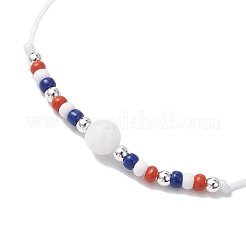 Pulseras trenzadas con cuentas de vidrio del Día de la Independencia&nbsp;BJEW-MZ00179-02