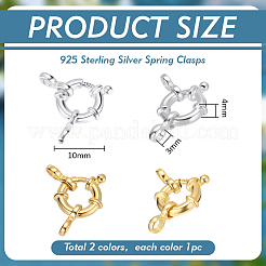 2 pz 2 colori 925 fermagli per anelli a molla in argento sterling&nbsp;STER-PH0005-20
