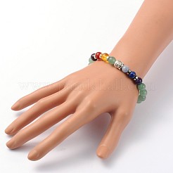 Будда голову драгоценный камень бисером браслеты простирания&nbsp;BJEW-JB01862-02