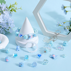 DIYミックススタイルアクリルビーズジュエリー作りキット  ライトスカイブルー  15~43mm  穴：2.6~3.5mm&nbsp;DIY-SC0026-37