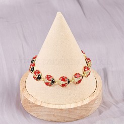Браслеты-цепочки с красными божьими коровками из латуни с микропаве из прозрачных кубических цирконий и эмалью для женщин BJEW-L707-02G