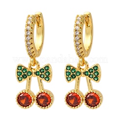 Латунные микро проложить серьги обруча кубического циркония EJEW-D322-11G-01