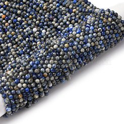 Нитки бусины из натурального ляписа-лазури&nbsp;LS-G-RM2025-A24-4mm