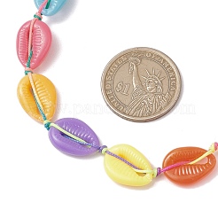 Летние непрозрачные пластиковые имитации ракушек каури плетеные бусины регулируемые ожерелья NJEW-JN05178