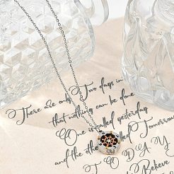 304 нержавеющая сталь прозрачный кубический цирконий компас кулон кабель цепь ожерелья для женщин&nbsp;NJEW-F331-03GP