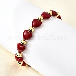 День святого Валентина абс искусственный жемчуг бусины эластичные браслеты для женщин BJEW-D317-08B-G