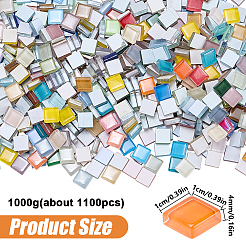 Quadratische Glasmosaik-Cabochons&nbsp;GLAA-WH0033-142