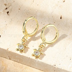 Серьги-кольца из латуни с микропаве из прозрачных кубических цирконий черепахового цвета EJEW-D311-008G