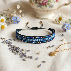 Verstellbare geflochtene Armbänder aus Glasperlen&nbsp;CW1056-2