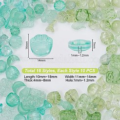 160шт 16 стиля прозрачные стеклянные бусины GLAA-GA0002-02