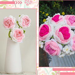 6шт. вязаный крючком полиэстеровый искусственный цветок&nbsp;AJEW-SC0031-27