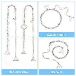 2 комплект из 2-х стильных латунных нескользящих бретелей для бюстгальтера со стразами&nbsp;AJEW-NB0003-13