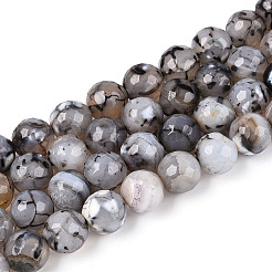 Нити окрашенных и нагретых натуральных агатовых бус с огненным кракелюром&nbsp;G-N359-01B-04