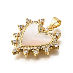 Подвески в форме ракушек из латуни с микропаве и кубическим цирконием KK-D328-27G-C