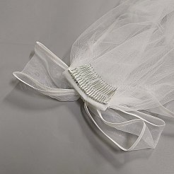 Свадебная фата из полиэстера с бантом&nbsp;AJEW-WH20073-030