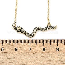 Ожерелья с подвеской в виде змеи из латуни с черными кубическими цирконами&nbsp;NJEW-D320-02ASG