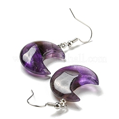Pendientes colgantes de luna creciente de amatista natural&nbsp;EJEW-P241-01P-02