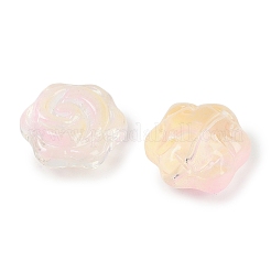 透明スプレーペイントガラスビーズ  ローズ  パールピンク  15x15x8mm  穴：1.2mm&nbsp;GLAA-H035-05D