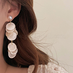 200 шт. плоские круглые подвески из натуральной ракушки капиз&nbsp;SHEL-HY0001-10