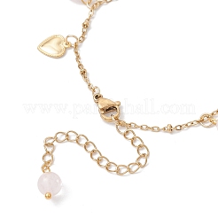 Браслеты с подвесками из натурального розового кварца круглой формы BJEW-JB12029-01