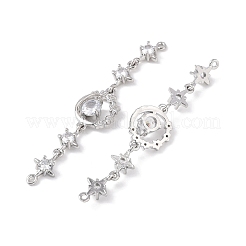 Шармы-соединители из латуни с микропаве из прозрачного кубического циркония&nbsp;KK-Z142-08P