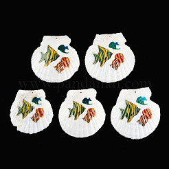 Большие подвески с принтом из натуральных пресноводных ракушек&nbsp;SHEL-N032-235-06