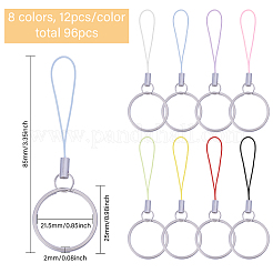 96 шт. 8-цветные кольца для мобильного телефона из сплава и нейлона&nbsp;AJEW-GL0002-81