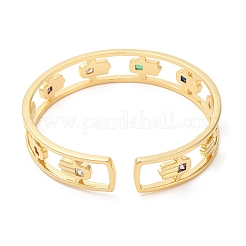 Красочный браслет-манжета из кубического циркония BJEW-D058-03A-G-02