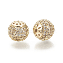 Латунные микро проложить кубического циркония бусы KK-T029-129G