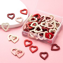 80шт 4 цвета расписные деревянные подвески из тополя WOOD-LS0001-12