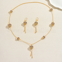 Set di orecchini e collane in ottone con nappe a lanterna in stile bohémien&nbsp;DF0929