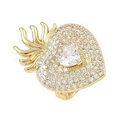 Латунные кольца из манжеты с прозрачным цирконием RJEW-P155-04B-G