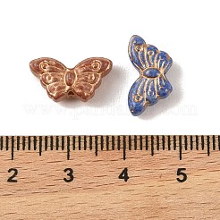 ペイントガラスビーズを焼く  ライン入り  ミックスカラー  蝶  8x15x5mm  穴：1mm&nbsp;DGLA-G004-01G