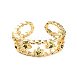 Открытые манжеты из латуни с микро-паве и кубическим цирконием для женщин RJEW-U026-02G-01