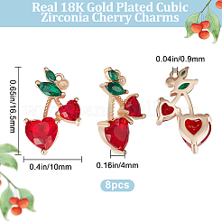 8 шт. латунные темно-красные и зеленые подвески с цирконием&nbsp;ZIRC-BBC0001-98