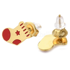 Ионное покрытие(ip) 304 нержавеющая сталь эмалированные серьги-гвоздики EJEW-I316-03G-02