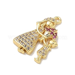 Pendentifs en laiton sertis de micro-pavés de zirconiums cubiques colorés pour la fête des mères&nbsp;KK-A300-11G