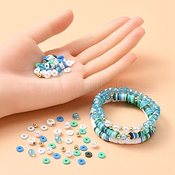 Kit de fabrication de bracelets de lettres et de perles d'imitation et de perles heishi&nbsp;DIY-YW0005-23C