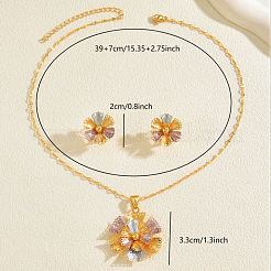 Комплекты из винтажных латунных серег-гвоздиков и ожерелий с подвесками в виде цветов для женщин&nbsp;FI9595