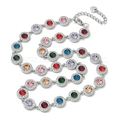 Collane da donna a catena piatta tonda interamente tempestata di strass in acciaio inossidabile 304&nbsp;SA-CBABBEA-02P-02