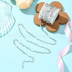 Цепочки в форме сердца из латуни с имитацией жемчуга длиной 2.5 м&nbsp;CH-CJ0001-08