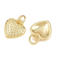 真鍮チャーム  テクスチャハートチャーム  長持ちメッキ  ラックめっき  鉛フリー＆カドミウムフリー  18KGP本金メッキ  12x11x2mm  穴：3.5mm&nbsp;KK-L275-69E-G