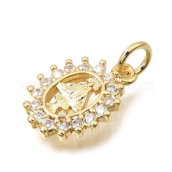 Breloques en laiton serties de micro-pavés de zircone cubique transparente à caractère religieux&nbsp;CU-CBAE7DF-10G-05