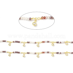 Круглая цепочка из стеклянных бусин ручной работы CHC-E023-20G-03