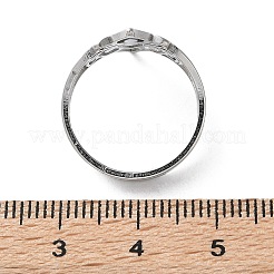 Не тускнеющее кольцо из нержавеющей стали 304 с полым цветком RJEW-T027-03P