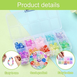 200шт 10 цвета прозрачные акриловые бусины с кракле CACR-YW0001
