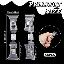値札用ABSプラスチック両端クリップ58個  透明  91mm&nbsp;AJEW-GA0010-26