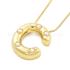 Colliers à chaîne en forme de boîte avec pendentif en forme de lettre en laiton et en plastique pour femmes&nbsp;NJEW-U017-01G-03