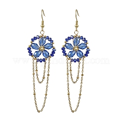 Pendientes colgantes tejidos de vidrio galvanizado para mujer&nbsp;EJEW-MZ00795-03