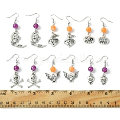 Boucles d'oreilles pendantes en alliage et acrylique imitation jade sur le thème d'Halloween&nbsp;EJEW-FS00004